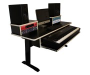 AZ-B Keyboard Desk (Black with Beige Molding)