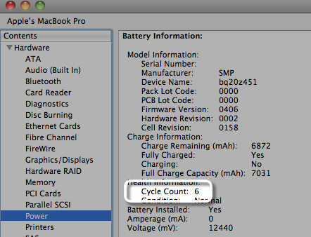 Cycle count in System Profiler