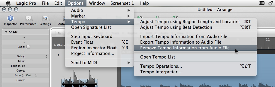 Logic Pro/Express 9: Tips on using Flex editing with audio files that were recorded with no tempo reference
